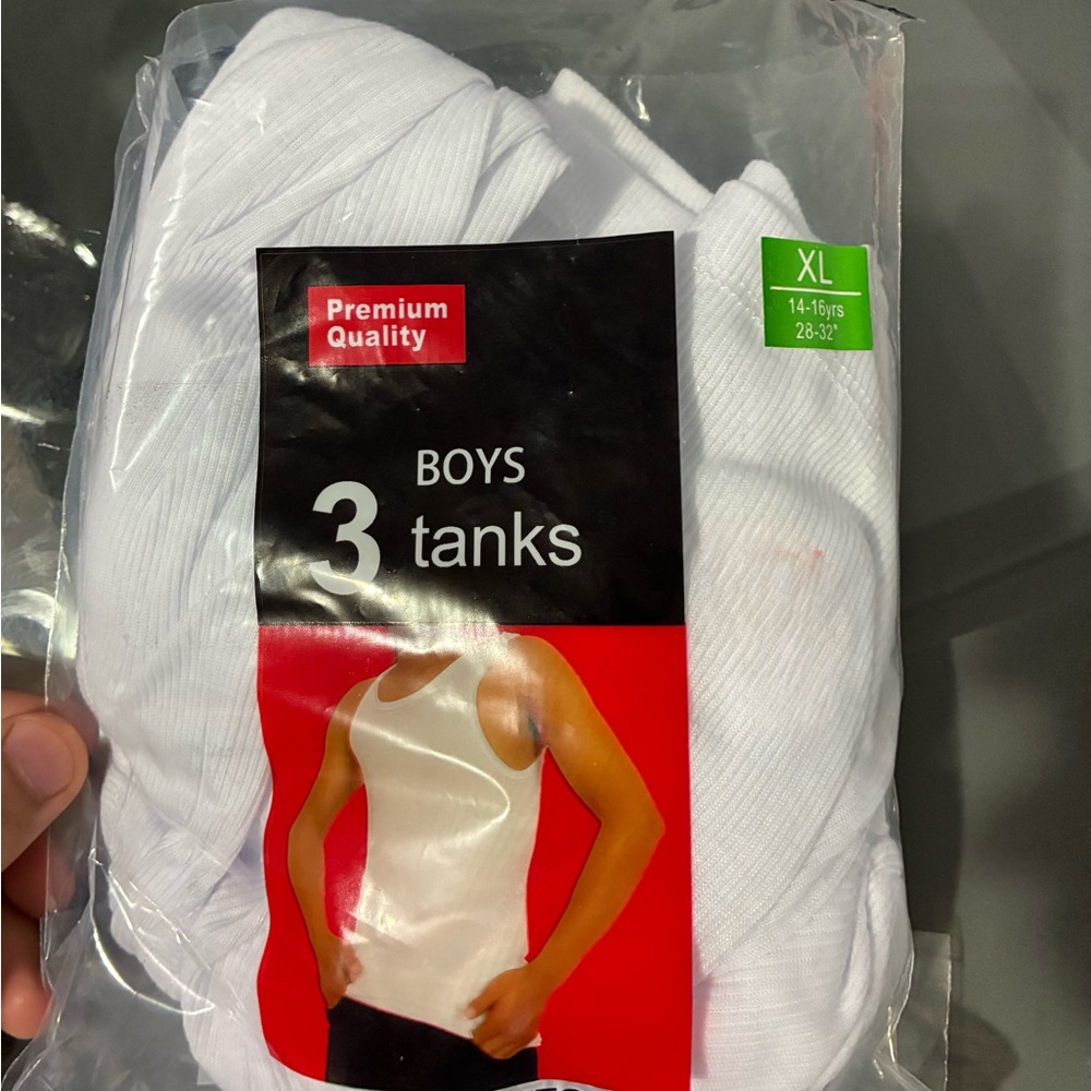 Hanes Boys White Tank Tops 3-Pack